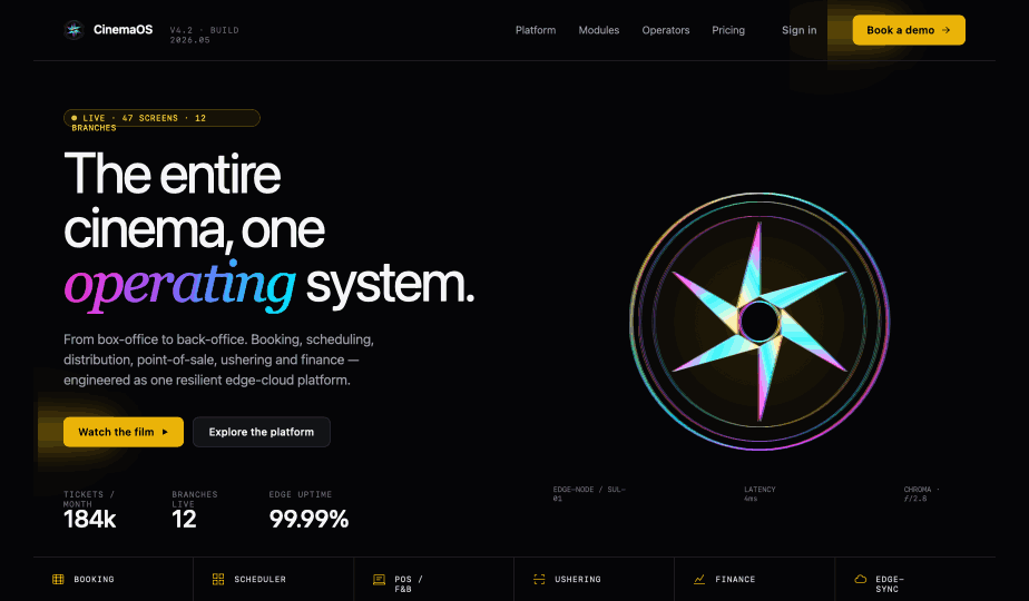 CinemaOS web landing screenshot